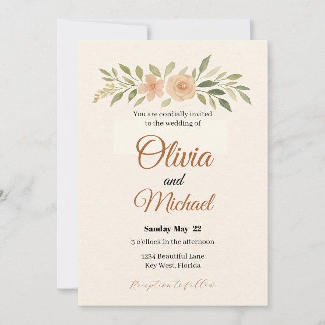 Elegant Floral Wedding Invitation (Front)