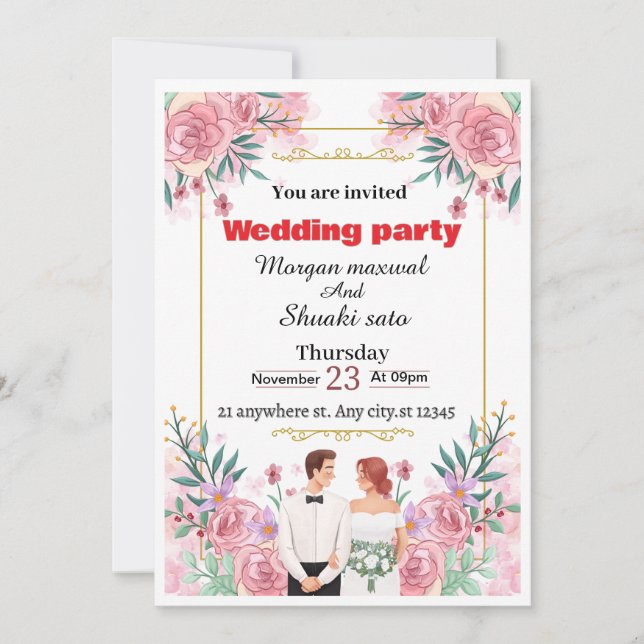 Elegant Floral Wedding Invitation (Front)