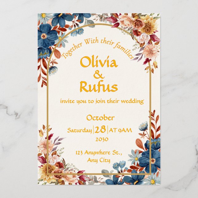 Elegant Floral Wedding Invitation (Front)