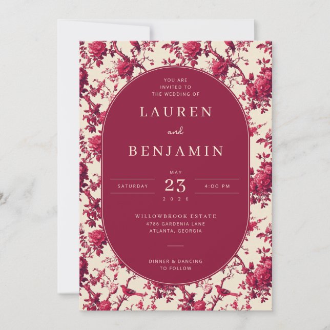 Elegant Floral Wedding Invitation (Front)