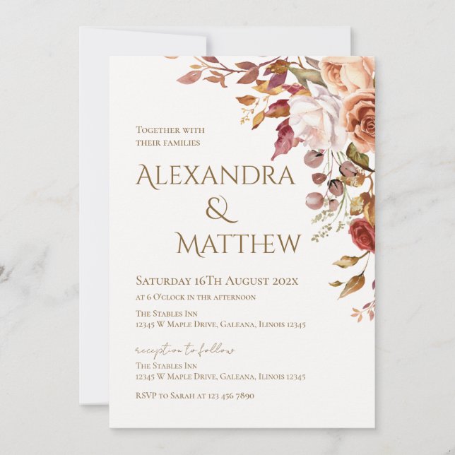 Elegant Floral Wedding Invitation (Front)