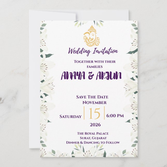 Elegant Floral WEDDING Invitation (Front)
