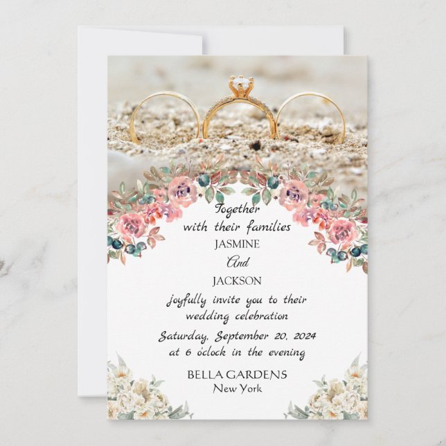 Elegant floral Wedding Invitation (Front)