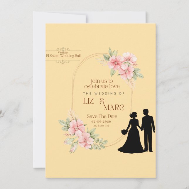 Elegant Floral Wedding Invitation  (Front)