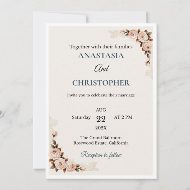 Elegant Floral Wedding Invitation (Front)