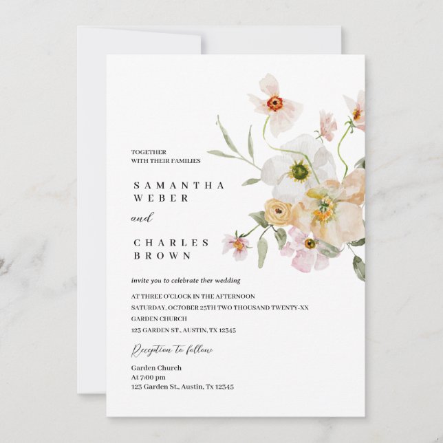 Elegant Floral Wedding Invitation (Front)