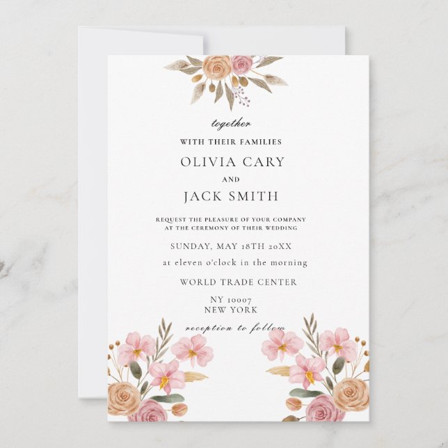Elegant Floral Wedding Invitation (Front)