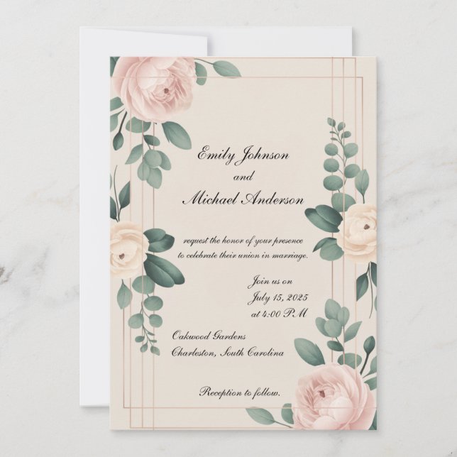 Elegant Floral Wedding Invitation (Front)