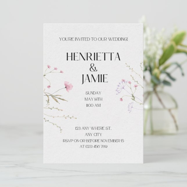 Elegant Floral Wedding Invitation (Standing Front)