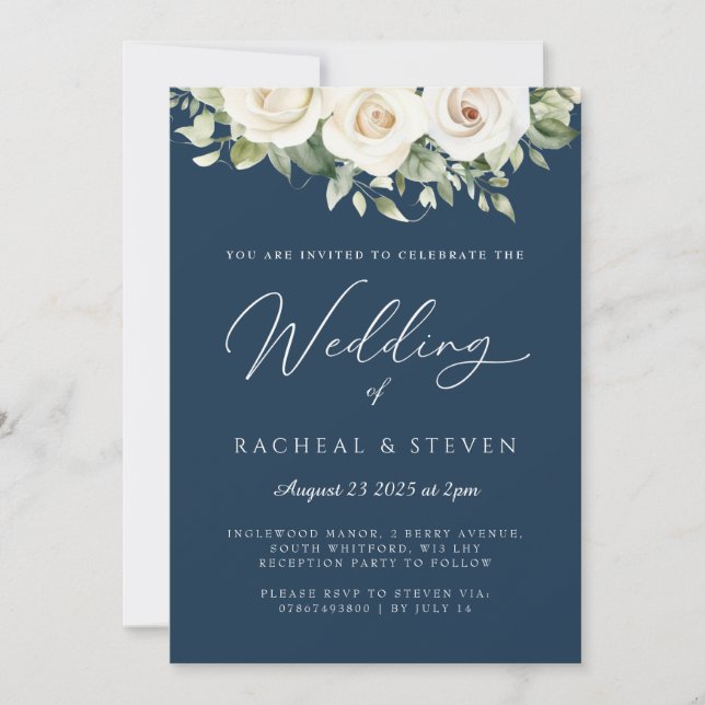 Elegant floral wedding invitation (Front)