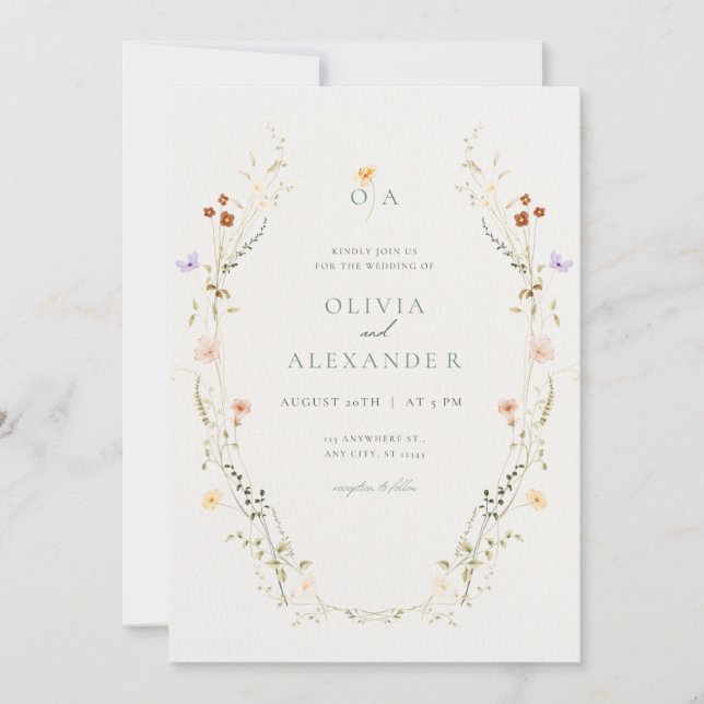 Elegant Floral Wedding Invitation Card  (Front)