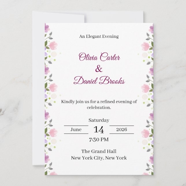 Elegant Floral Wedding Invitation Card (Front)
