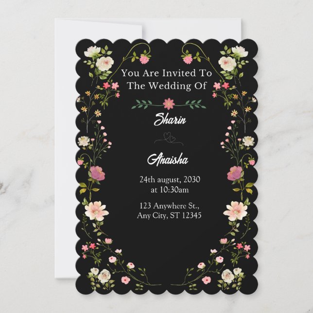 Elegant Floral Wedding Invitation Card (Front)