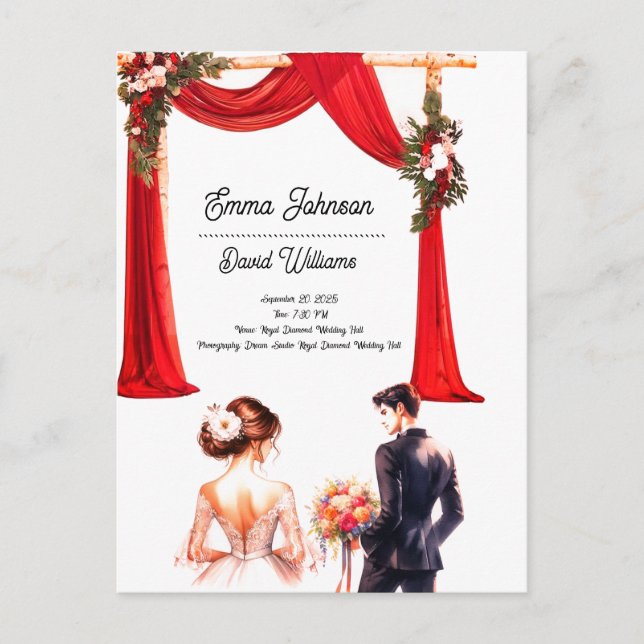 Elegant Floral Wedding Invitation Card – Romantic  (Front)