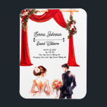 Elegant Floral Wedding Invitation Card – Romantic  Magnet<br><div class="desc">Celebrate love with this elegant floral wedding invitation card featuring a romantic bride and groom design. Perfect for couples who want a timeless and stylish wedding invite, beautifully decorated with soft pink flowers and delicate details. Ideal for weddings, engagements, bridal showers, and anniversaries. Customise with your names, date, and venue...</div>