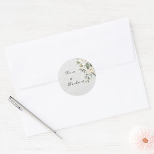 Elegant Floral Wedding Invitation Classic Round Sticker