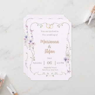 Elegant Floral Wedding Invitation Editable Custom