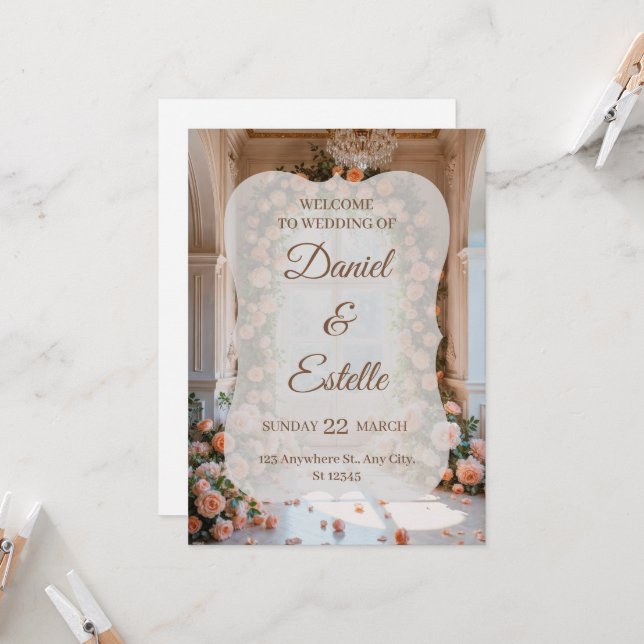 Elegant Floral Wedding Invitation | Editable Weddi (Front/Back In Situ)
