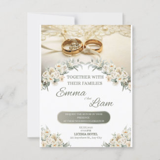 Elegant Floral Wedding Invitation – Emma & Liam Postcard
