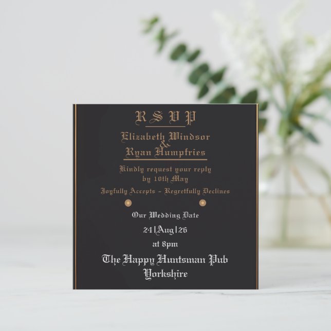  Elegant Floral Wedding Invitation Gold & Silver  (Standing Front)