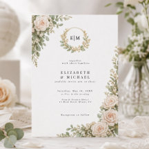 Elegant Floral Wedding Invitation Greenery Wreath