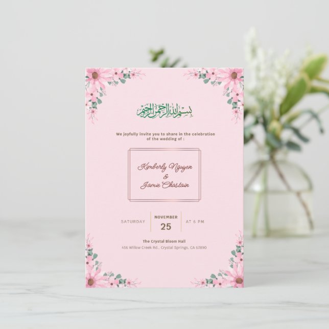 Elegant Floral Wedding Invitation | Modern & Roman (Standing Front)