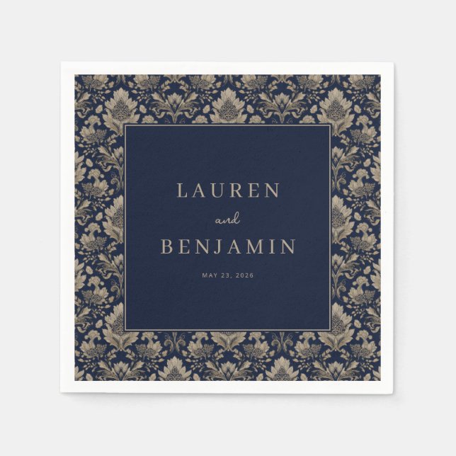 Elegant Floral Wedding Invitation Napkin (Front)