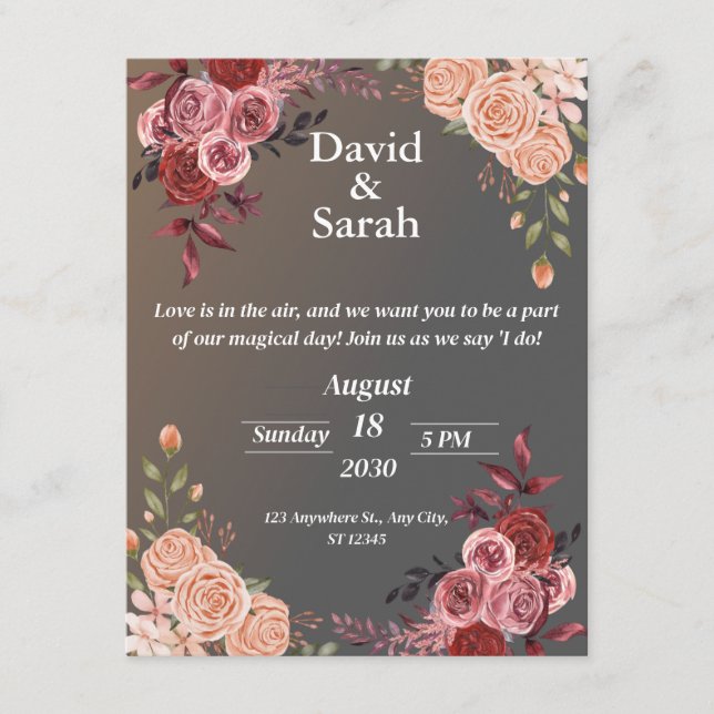 Elegant Floral Wedding Invitation ROMANTIC (Front)