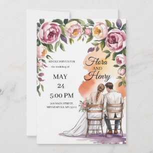 Elegant Floral Wedding Invitation Romantic Garde