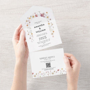 Elegant Floral Wedding Invitation & RSVP Set