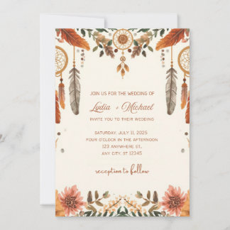 Elegant Floral Wedding Invitation | Rustic Boho