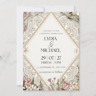 Elegant Floral Wedding Invitation | Rustic Boho We