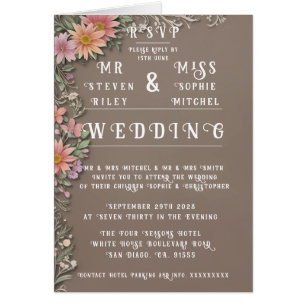 Elegant Floral Wedding Invitation Sets