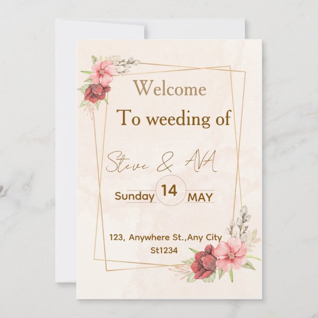 Elegant Floral Wedding Invitation ، Soft Pastel Co (Front)