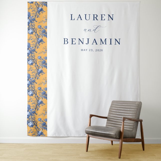 Elegant Floral Wedding Invitation Tapestry (In Situ)