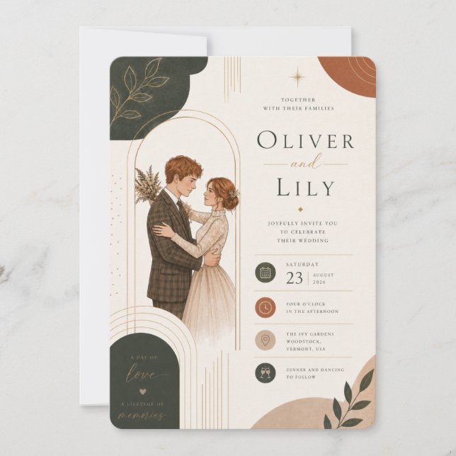 Elegant Floral Wedding Invitation Template (Front)