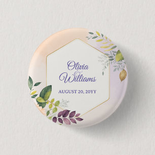 Elegant Floral Wedding Invitation Template 3 Cm Round Badge