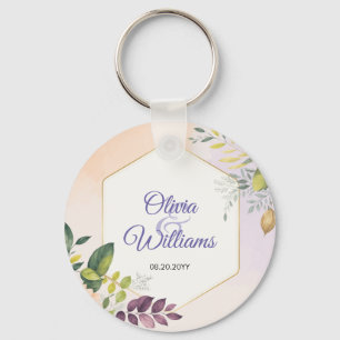 Elegant Floral Wedding Invitation Template Key Ring