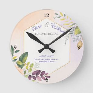 Elegant Floral Wedding Invitation Template Round Clock