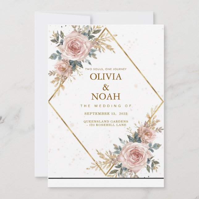 Elegant Floral Wedding Invitation | Watercolor  (Front)