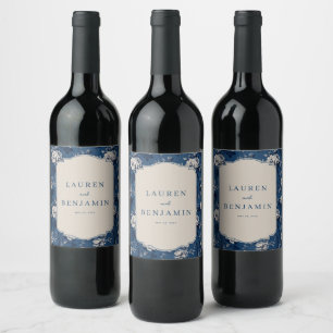 Elegant Floral Wedding Invitation Wine Label