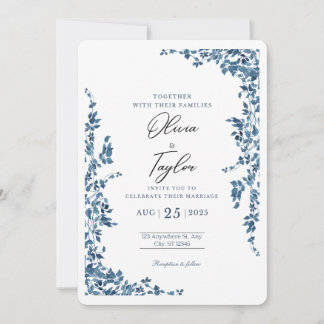 Elegant Floral Wedding Invitation with Gold 