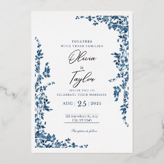 Elegant Floral Wedding Invitation with Gold