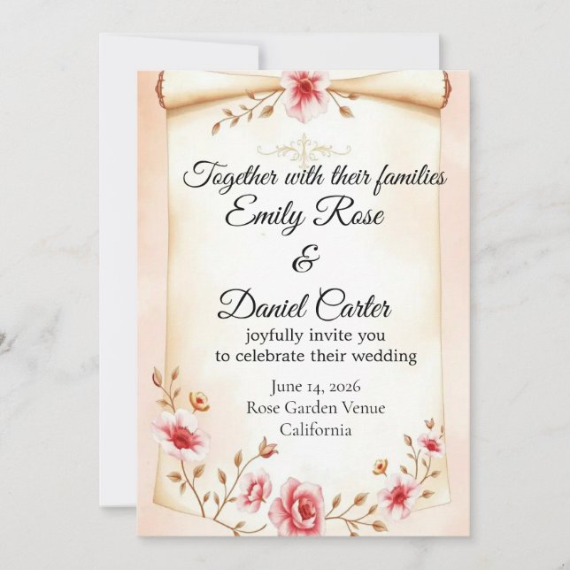 Elegant Floral Wedding Invitations (Front)
