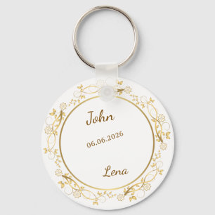 Elegant Floral Wedding Keepsake Keychain - Persona