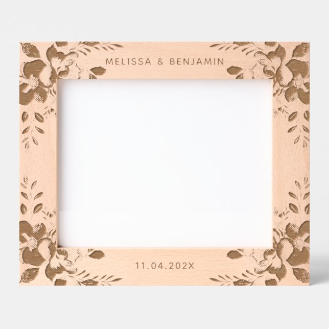 Elegant Floral Wedding Keepsake Photo Etched Frames (Front)