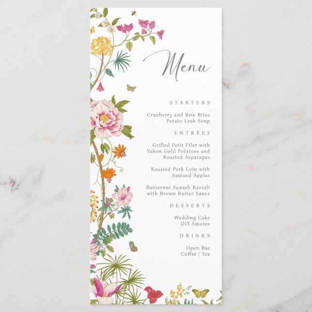 Elegant Floral Wedding Menu  (Front)
