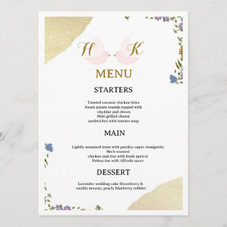 Elegant Floral Wedding Menu Card