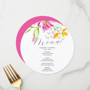 Elegant Floral Wedding Menus Pink