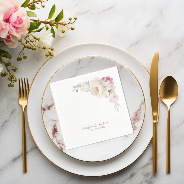 Elegant Floral Wedding Napkin (Creator Uploaded)